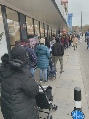 Queue outside Aldi Archway 7:15 am 18/03/2020